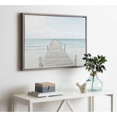 Kate and Laurel Sylvie Wooden Pier Framed Canvas by Amy Peterson