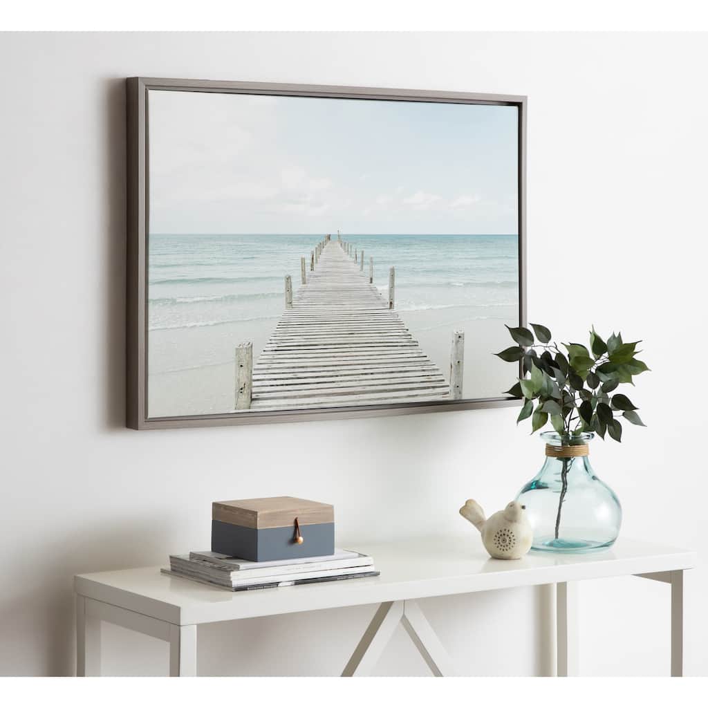Kate and Laurel Sylvie Wooden Pier Framed Canvas by Amy Peterson