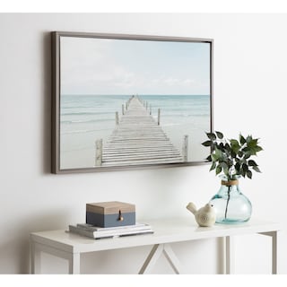 Kate and Laurel Sylvie Wooden Pier Framed Canvas by Amy Peterson