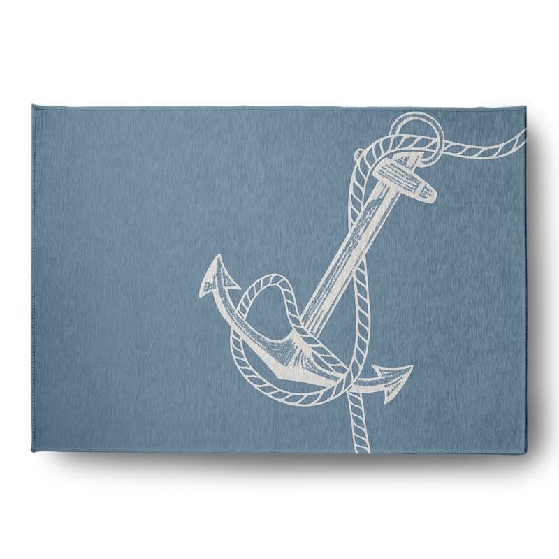 Anchored Nautical Chenille Rug - Dusty Smoke - 5' x 7'