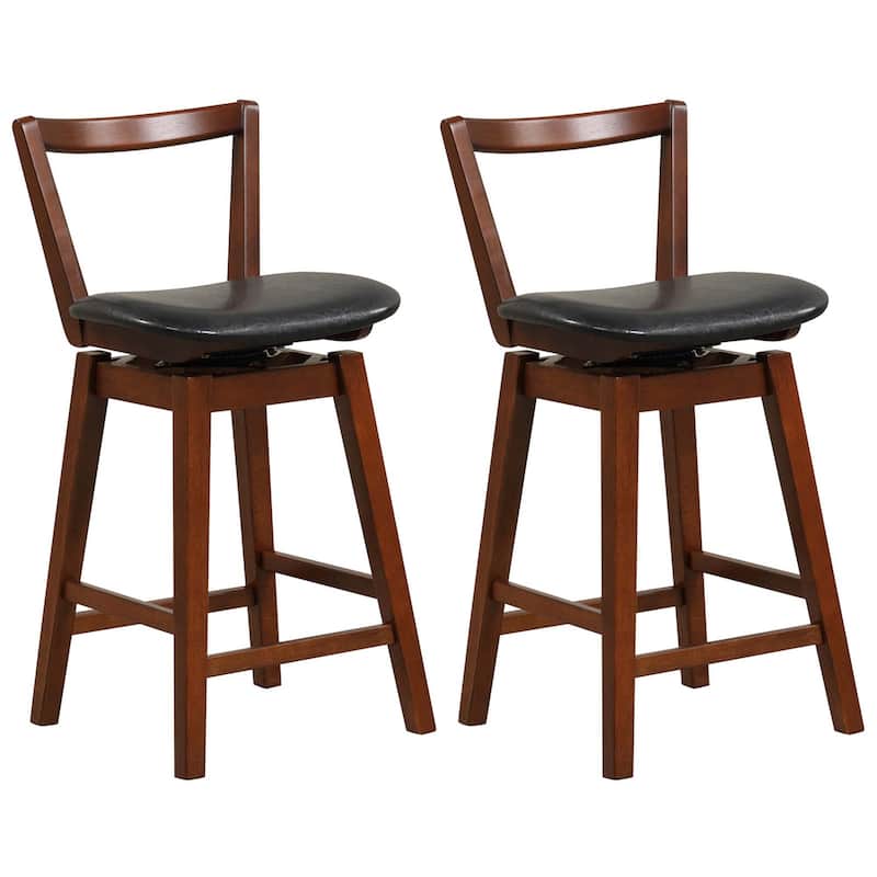 Costway Swivel Counter Height Bar Stool 26'' Upholstered PU Leather