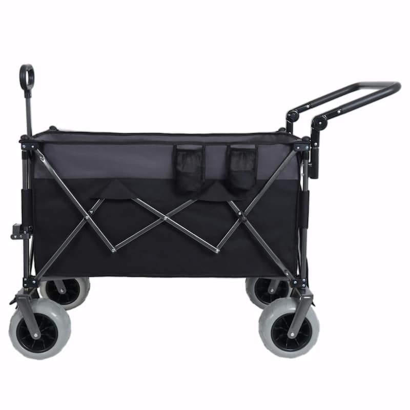 Multi-Functional Push-Pull Folding Wagon Cart with Rotating Handle & 9"x4" Beach Tires