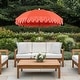 preview thumbnail 13 of 18, Horizon Coastal Scalloped Edge Beach Umbrella with Fringe, Push-Button Tilt, UV 50 Outdoor Canopy and Portable Carry Bag