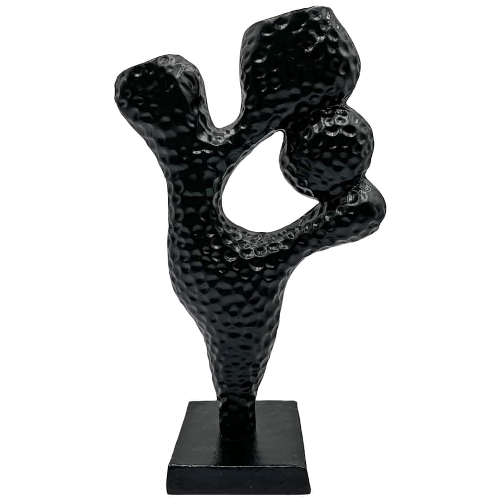 14 Inch Tall Decorative Handmade Aluminum Abstract Sculpture in Black - 8 x 4 x 14 in