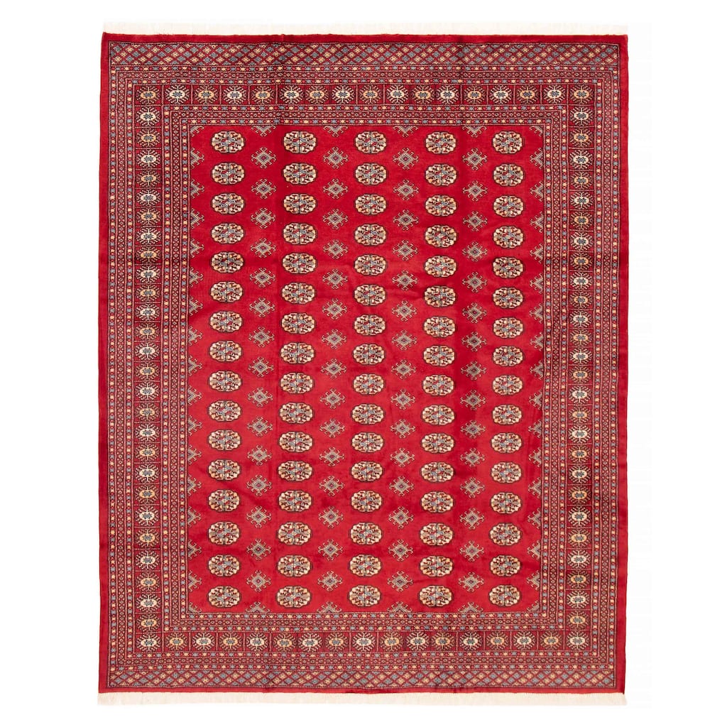 ECARPETGALLERY Hand-knotted Finest Peshawar Bokhara Red Wool Rug - 8'1 x 10'0