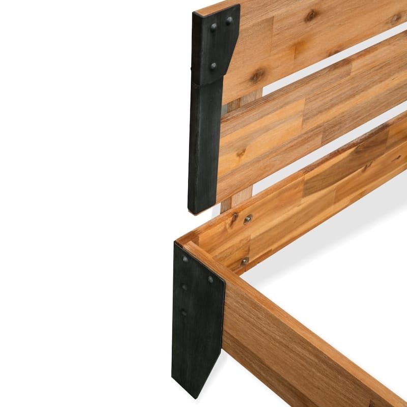 vidaXL Bed Frame Solid Acacia Wood Steel 59.8"x79.9"