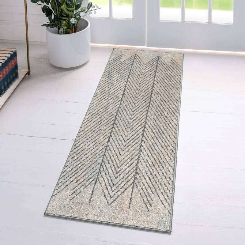 Luxe Weavers Tribal Geometric Area Rug, Stain-Resistant Carpet - 2' x 7' - Gray