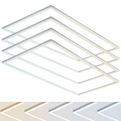 Luxrite 2x4 FT Edge-Lit Frame LED Panel Lights, 5CCT 3000K-6500K, 5200/6500/7800LM, Dimmable, Damp Rated, ETL (4 Pack)