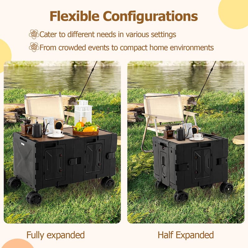 Costway Large Foldable Utility Cart with 2-Tier Storage Crates 5 - See Details