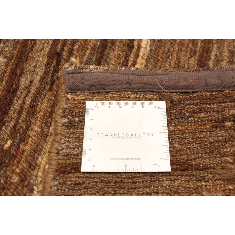 ECARPETGALLERY Flat-Weave Natural Brown Wool Tapestry Kilim - 6'4 x 8'2