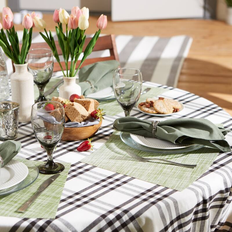 Fig Green Tweed Round Table Placemat (Set of 6) - 13x20