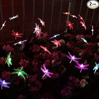 Garden Lights, 20 LEDs Multi-color Dragonfly Solar Yard Lights, Outside Garden Solar Lights ...