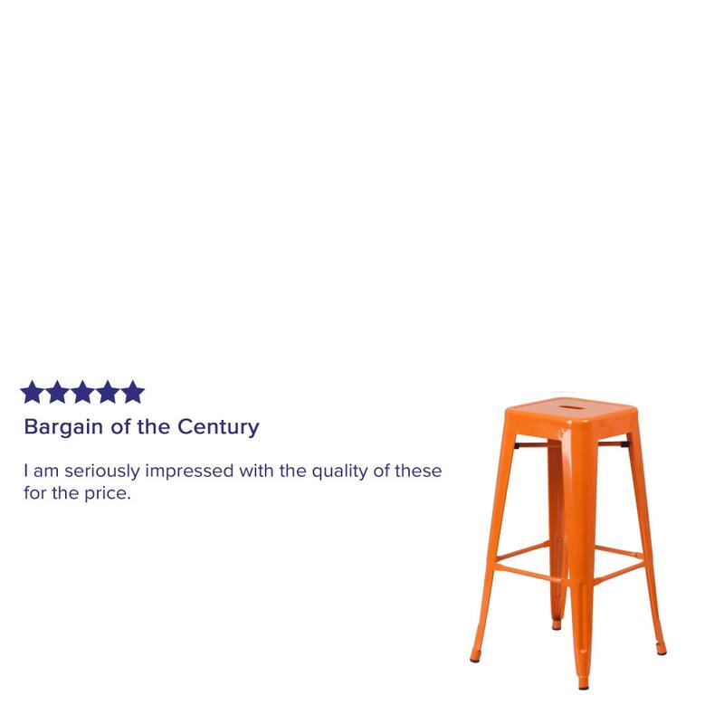 4 Pack 30" High Backless Metal Indoor-Outdoor Barstool with Square Seat