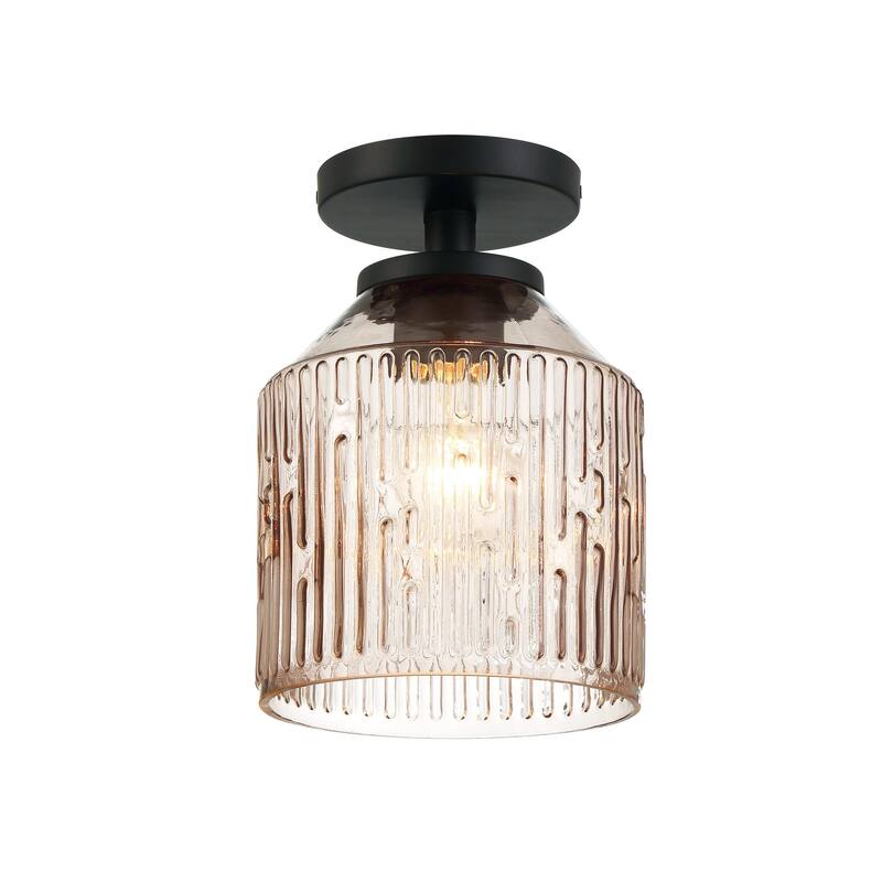 Ele 7.25 in. 1-Light Matte Black Modern Semi Flush Mount Light