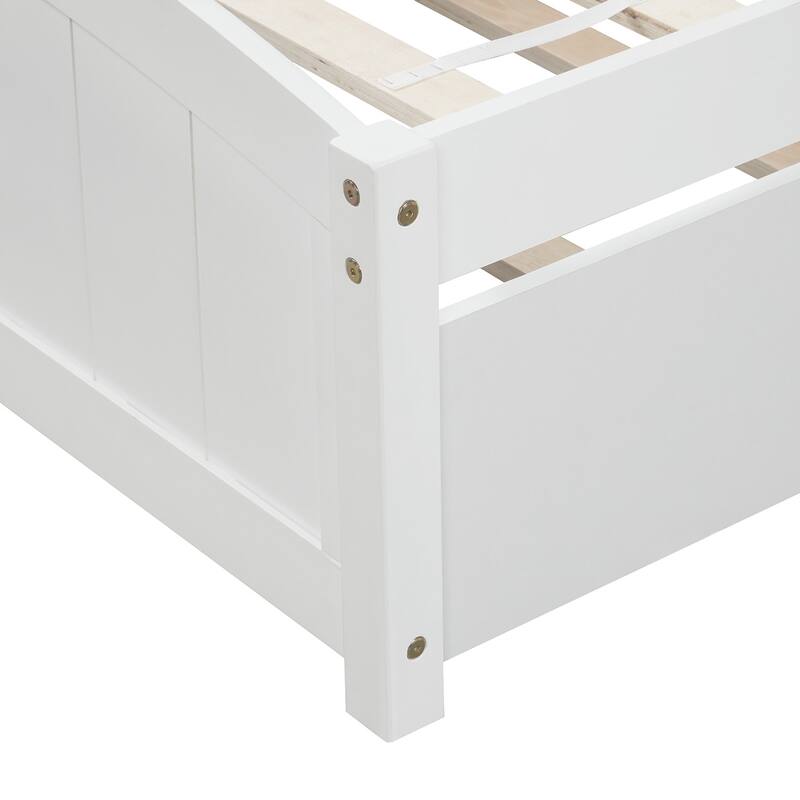 Twin size Platform bed with Trundle, White