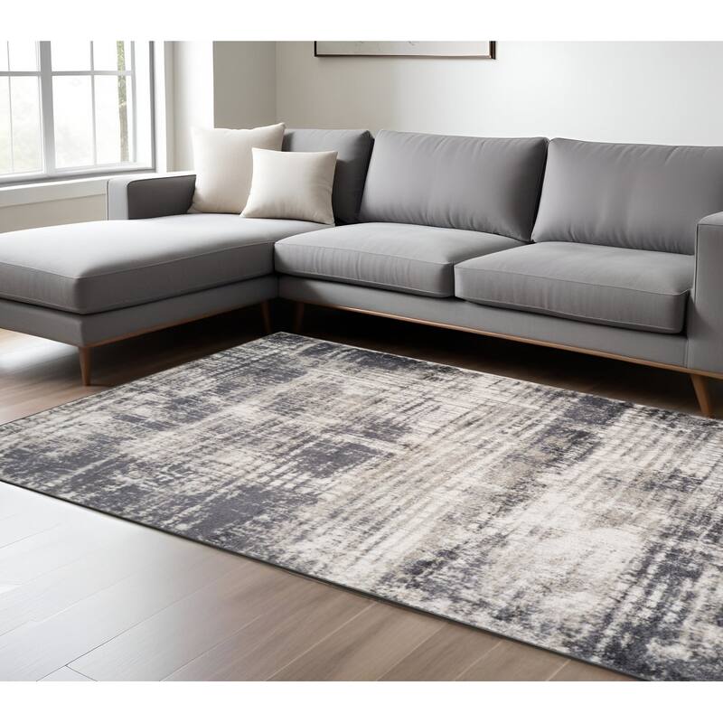 HomeRoots Abstract Modern Rectangle Area Rug - 108.00 in. x 79.00 in.  x 0.30 in.