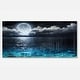 preview thumbnail 9 of 11, Romantic Full Moon Over Sea - Seascape Photo Glossy Metal Wall Art 28 in. wide x 12 in. high