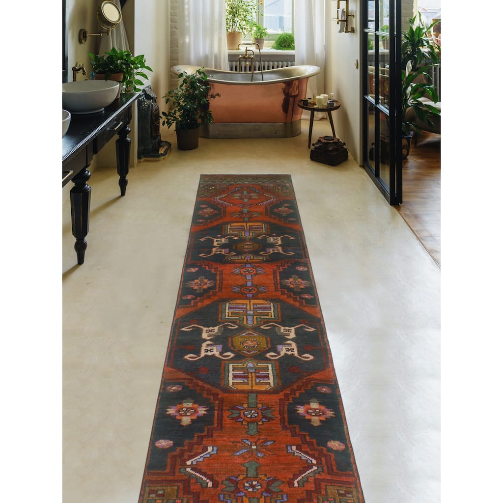 Fine Vintage Distressed Kenryk Rust/Charcoal Runner - 2'0" x 9'10"