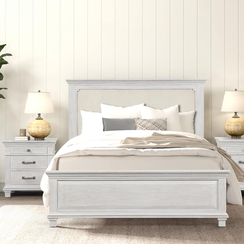 Furniture of America Eleanor Modern Rustic Weathered Grey Solid Wood Panel Bed - King