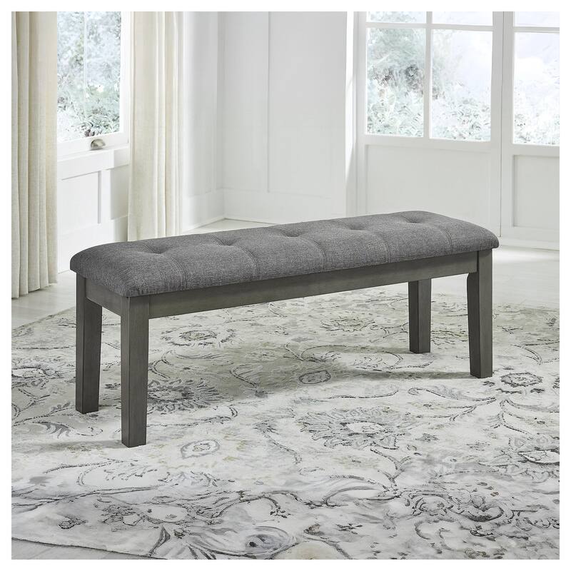 Hallanden Gray 50" Tufted Upholstered Dining Room Bench - 50"W x 17"D x 19"H - 50"W x 17"D x 19"H - Single - Grey - Short