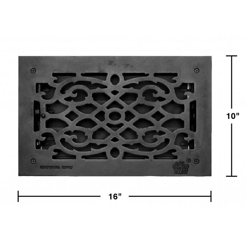 Black Air Vent Registers, Grilles & Vents 16" X 10" Cast Aluminum Wall/Ceiling/Floor Vent Register Renovators Supply