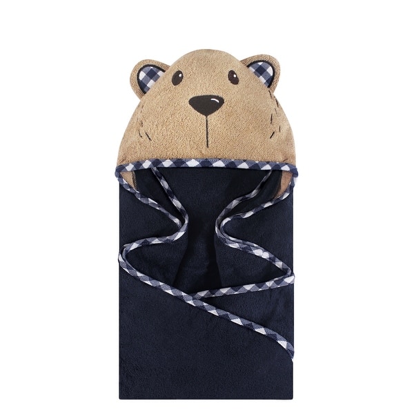 slide 1 of 1, Hudson Baby Infant Boy Cotton Animal Face Hooded Towel, Plaid Bear, One Size - Plaid Bear - One Size One Size - Plaid Bear