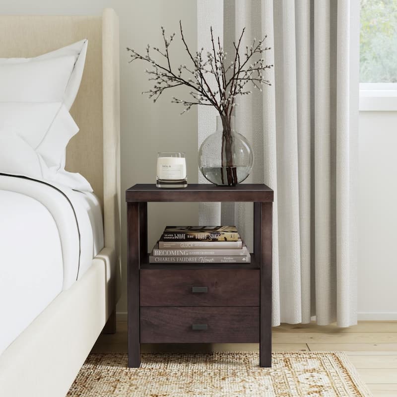 Painted Solid Acacia Wood Storage End Table Nightstand by East at Main