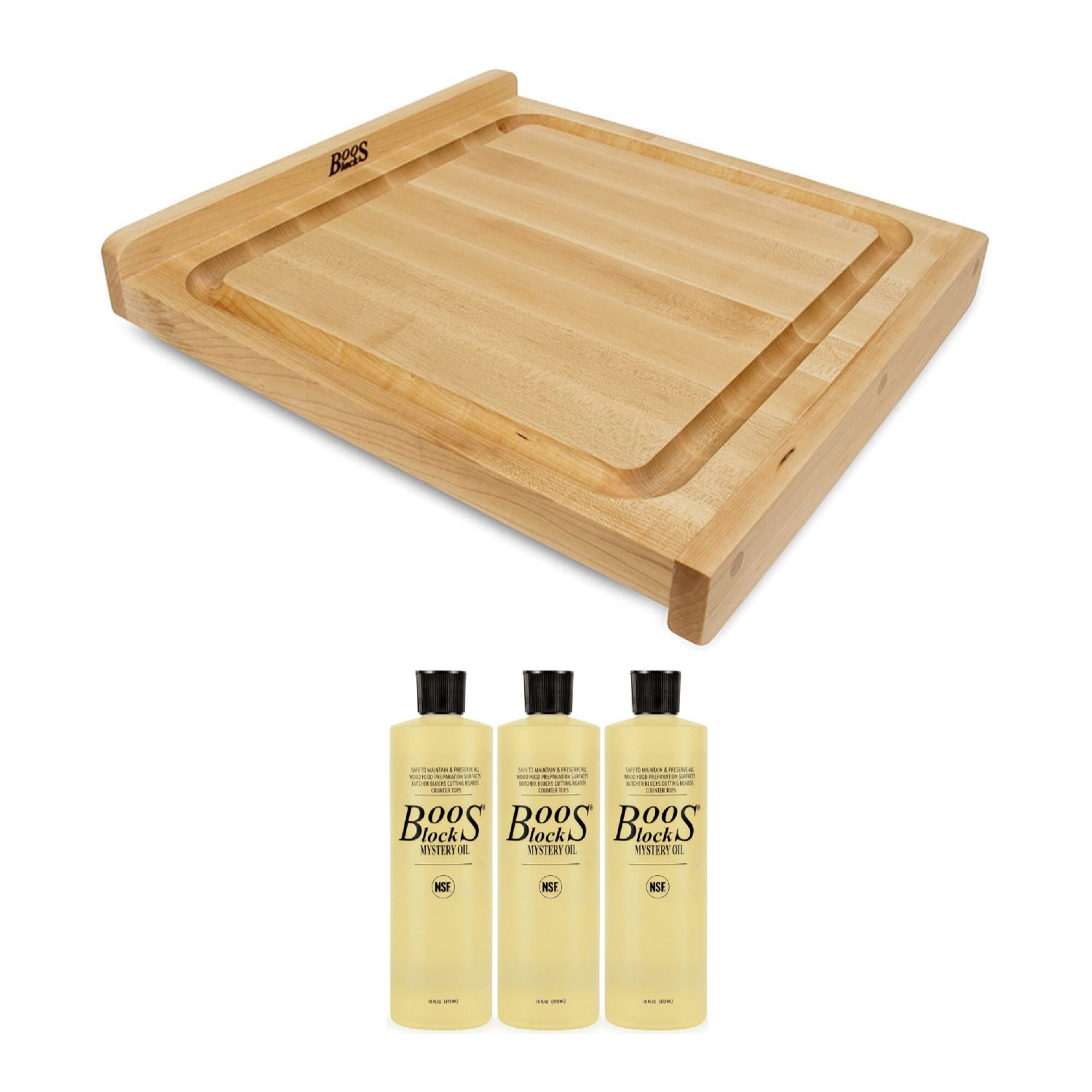 John Boos Maple Wood Reversible Cutting Board Bundle w/ Oil ...