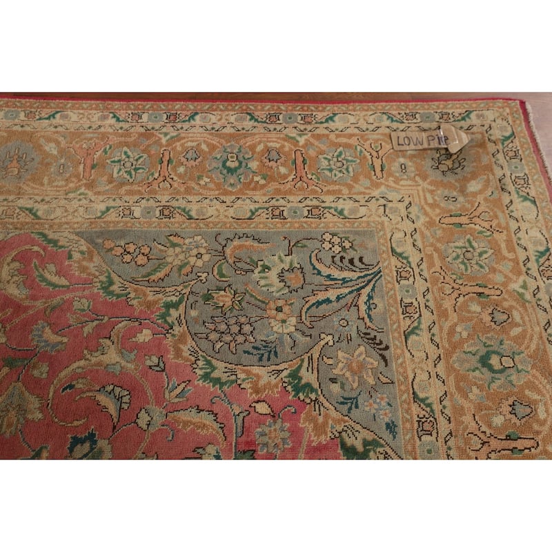 Pink Tabriz Persian Vintage Rug Handmade Wool Carpet - 8'0"x 11'2"
