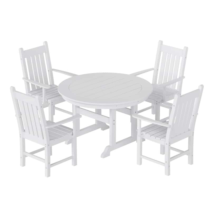 Laguna Hdpe All Weather Outdoor Patio Dining Set with Round Table, Armchairs (5-Piece Set)