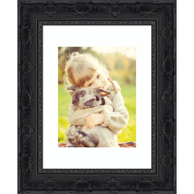 Filigree Picture Frame, Photo Frame - 11x14 Matted to 8x10 - Filigree Gloss Black