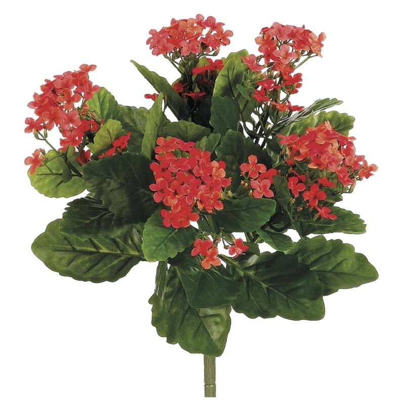 14" Orange Kalanchoe Artificial Silk Floral Bouquet