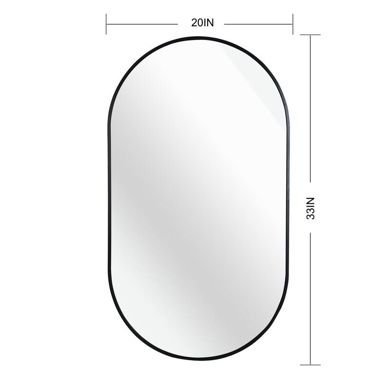 GDFStudio - Verona Modern Metal Frame Oval Bathroom Vanity Decorative Mirror with Elongated Silhouette & Easy Wall Mounting