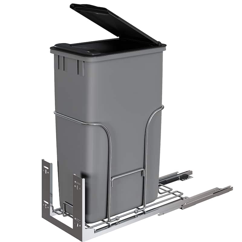 43QT Bottom Mount Double Bin Trash Can with Lid - 43QT - Black