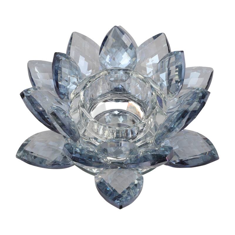 Iridescent Glass Crystal Lotus Votive Candle Holder