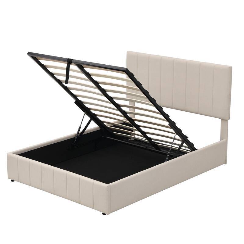 Full/Queen Upholstered Platform Bed with Lift Up Storage