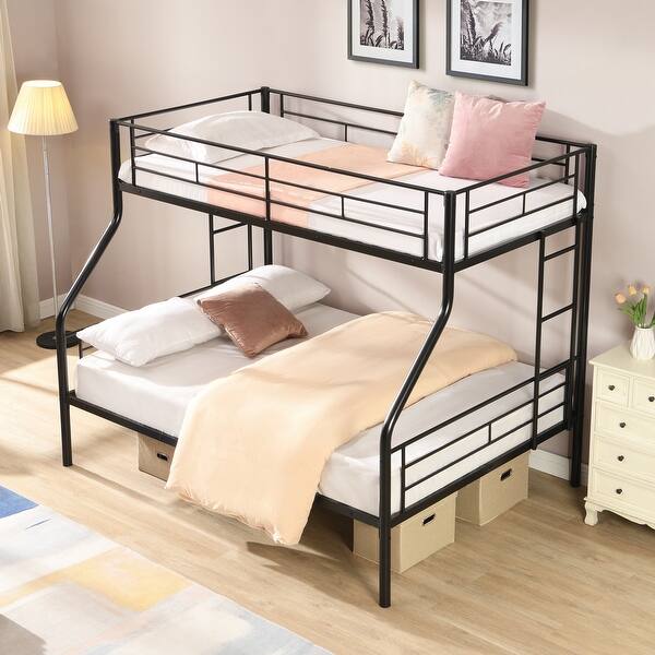slide 2 of 13, Twin Over FULL Metal Bunk Bed , No Box Spring Needed, Large Under Bed Storage, Easy Assemble Black