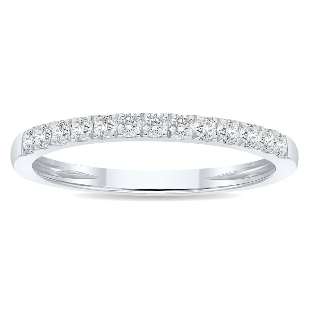 1/4 Carat TW 2MM Round Diamond Wedding Band in 10K White Gold