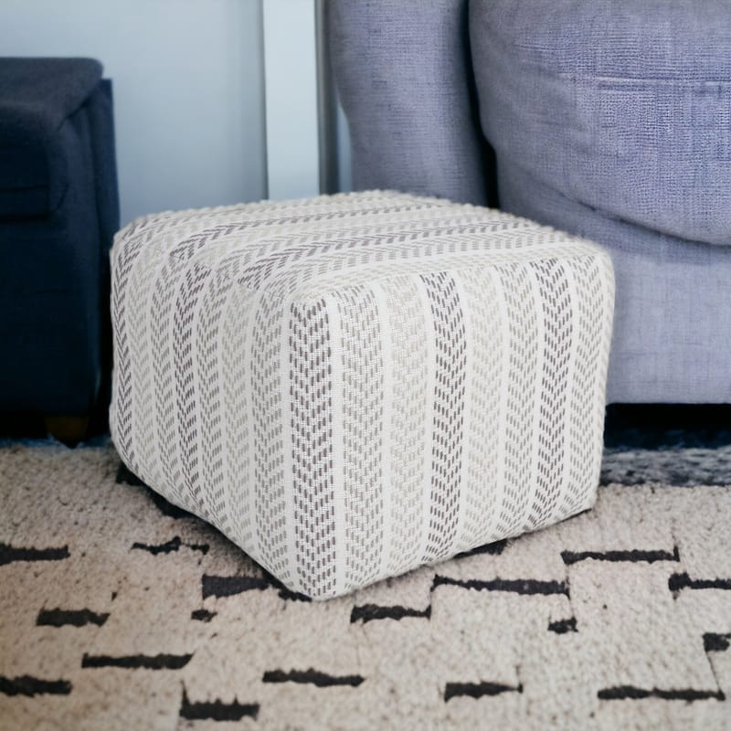 HomeRoots 18" Gray 100% Cotton Ottoman