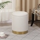 preview thumbnail 23 of 88, Adeco Round Storage Ottoman Footrest Stool Velvet Gold Plating Base
