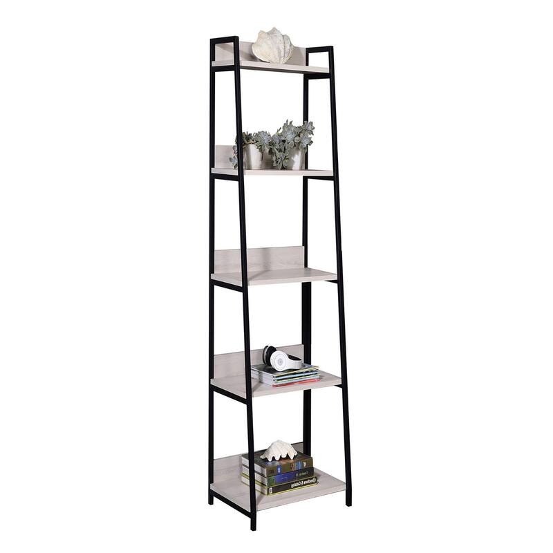 Natural and Black 5-tier Ladder Bookshelf - Natural+Black
