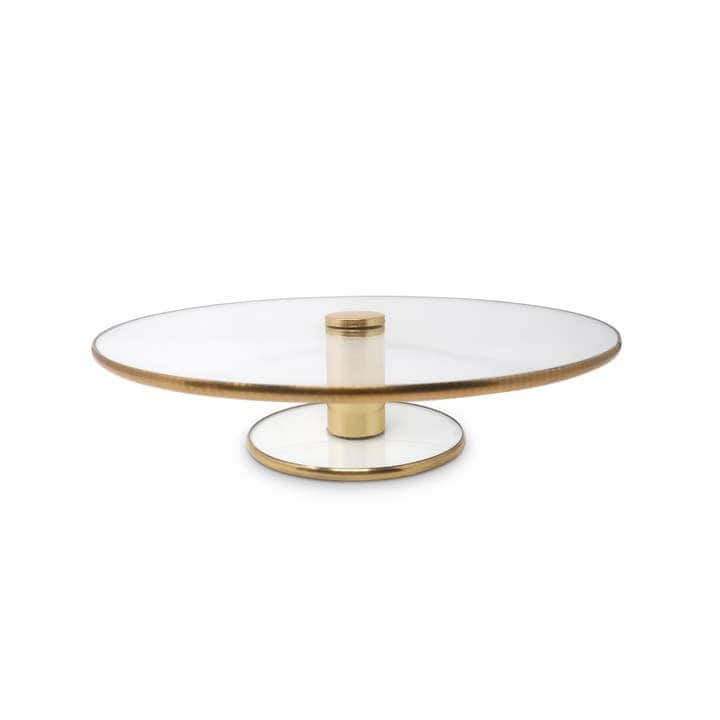 Cake Plate with Gold Trim and Stand, 13"D