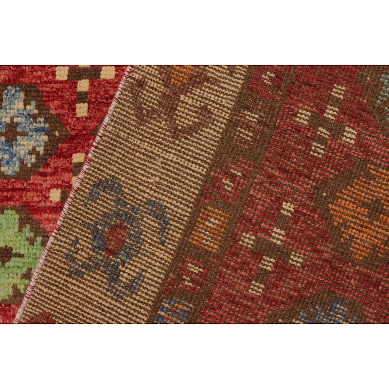 Modern Balochi Whitehead Red/Beige Hand Knotted Wool Rug - 6'9'' x 9'8''