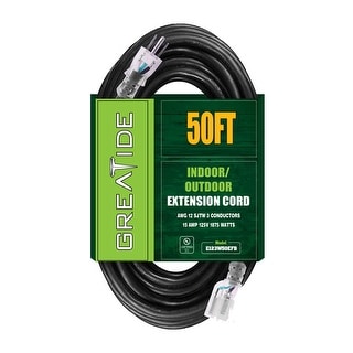 RIDGID - 50 Ft. 10/3 Heavy Duty Indoor/Outdoor SJTW Extension Cord With Lighted End Orange Grey