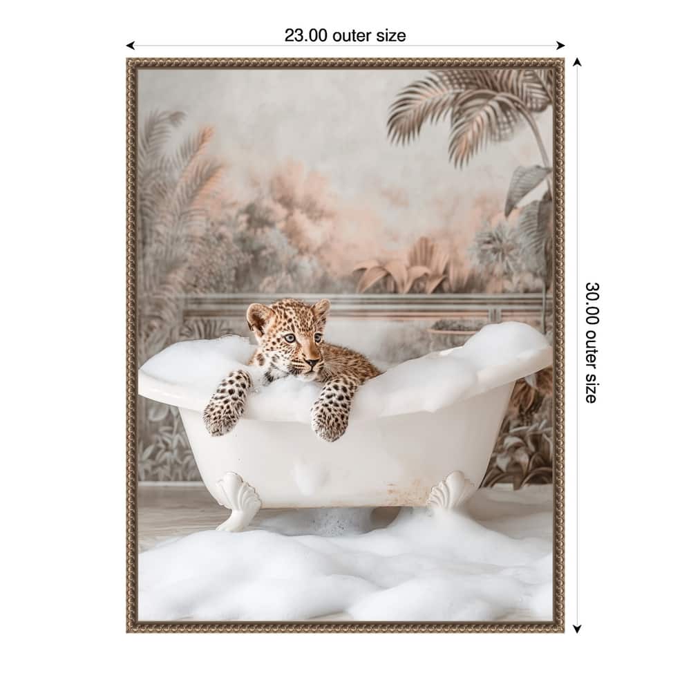 Leopard Bubble Delight by Niky Rahner Framed Canvas Wall Art