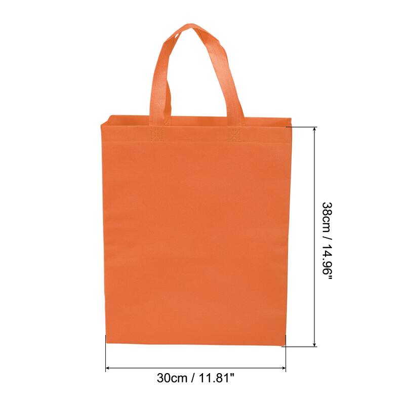 38x30cm Reusable Gift Bags 10Pcs Non-Woven Grocery Tote Bag for Travel - Orange