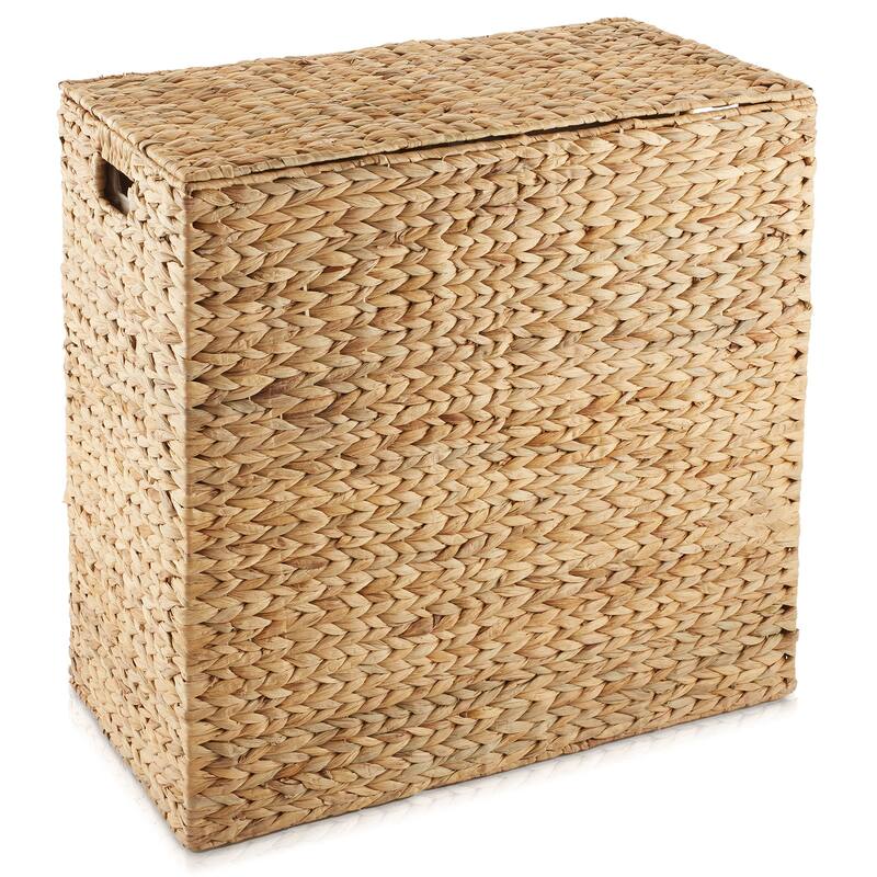 2Section Laundry Hamper Basket with Removable Liner Bags for Clothes