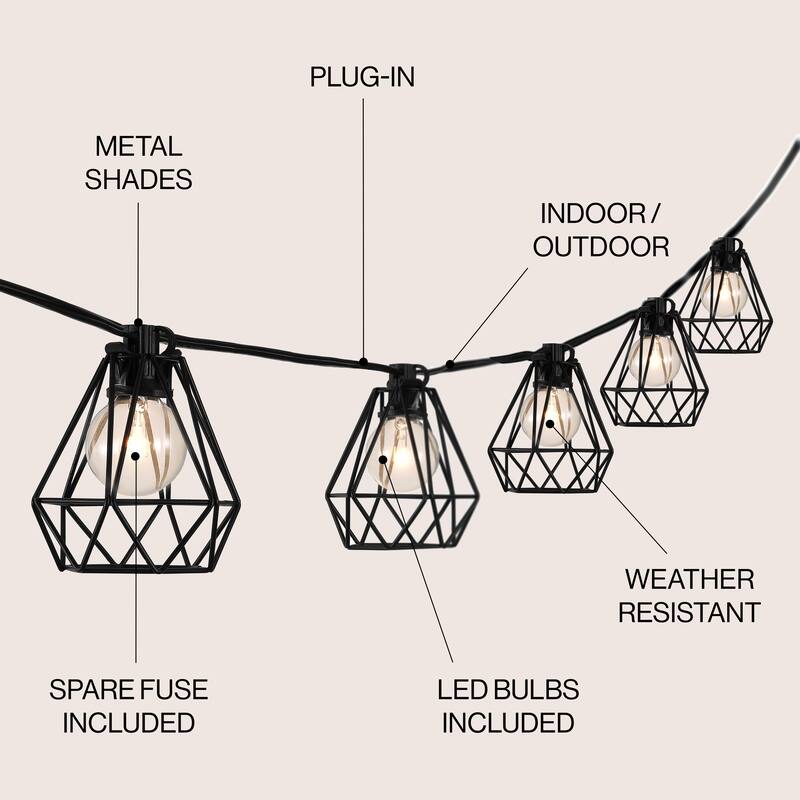 JONATHAN Y 10 ft G40 Diamond String Lights - 10-Light, Indoor/Outdoor - 10-Light
