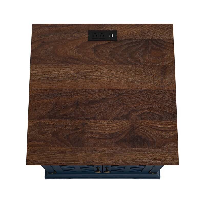 Farmhouse End Table with Charging Station - 25" in Height