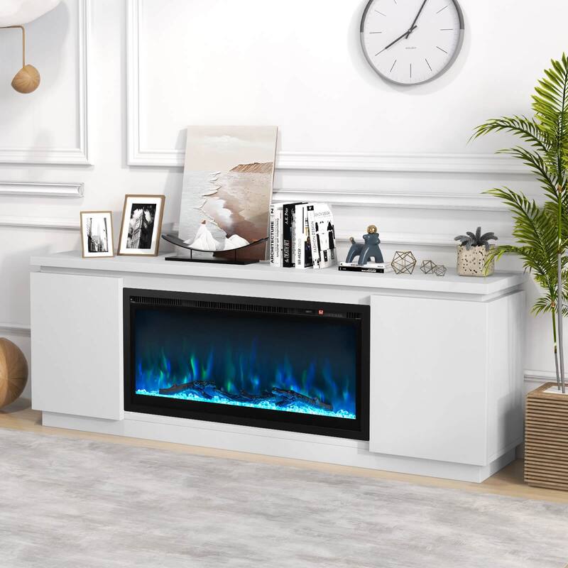 Costway Fireplace TV Stand for TVs up to 80" with Electric Fireplace 3 - See Details